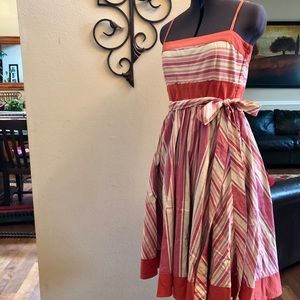 Anthropologie Viola Two Pink Toned striped dress